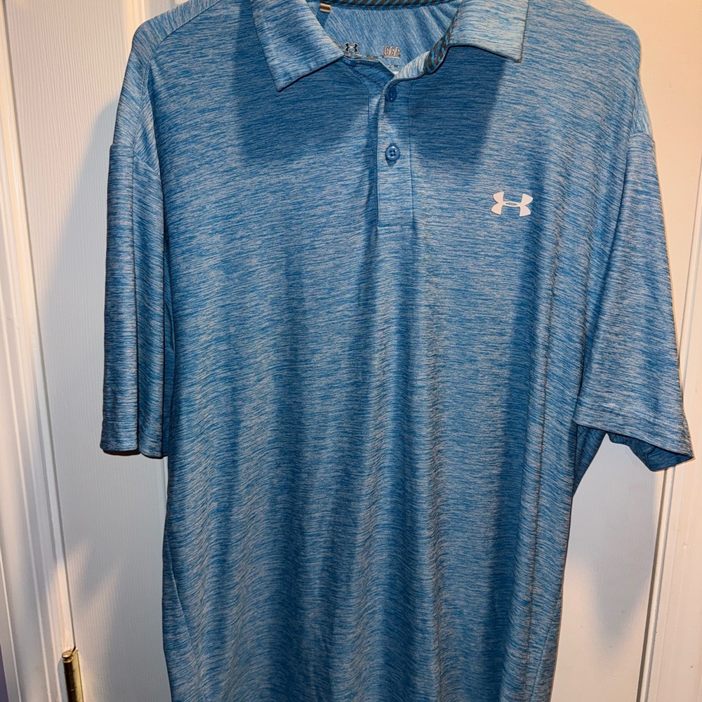 Under Armour Men's Blue Heather Polo Golf Shirt